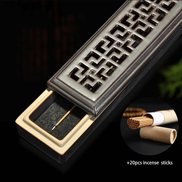 Hollow Box Incense Holder with 20pcs Incense Sticks