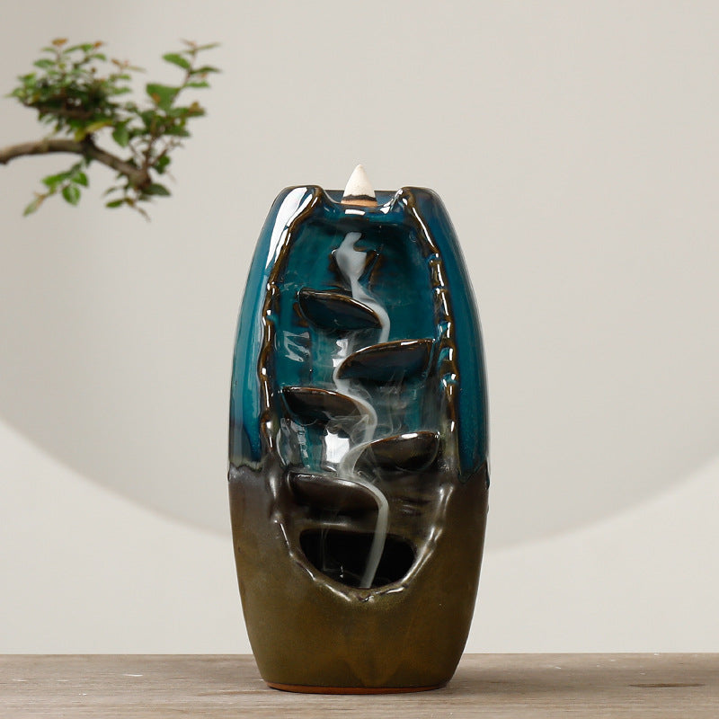 Bonsai Tree Dwarf Landscape Ornament Zen Ceramic Backflow Incense Burner  Holder