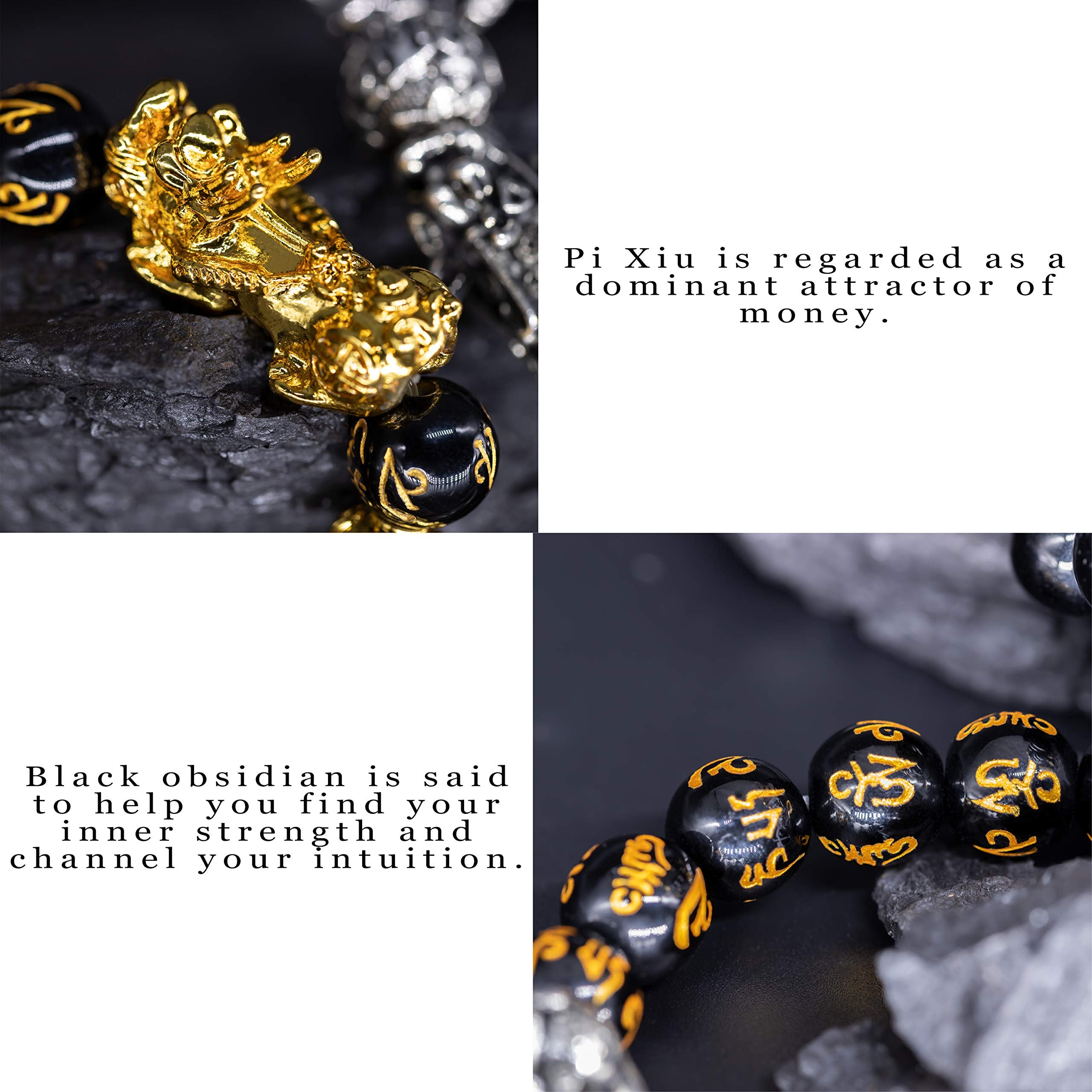 Pi Xiu Black Obsidian Feng Shui Bracelet Set of 4 – Zenbless