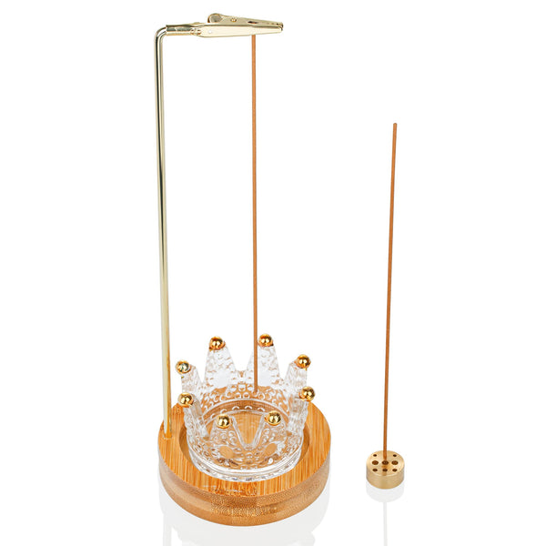 Insence Stick Holder with Removable Crown Glass Ash Catcher