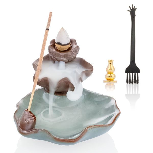 Ceramic Lotus Incense Stick Holder Waterfall Burner