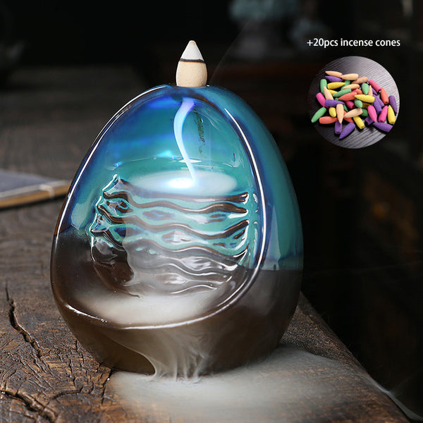 Waterfall Incense Burner with 20pcs Backflow Incense Cones