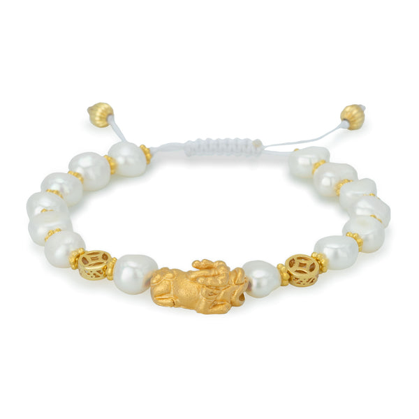 Natural White Pearl PI XIU Luck Talisman Bracelet