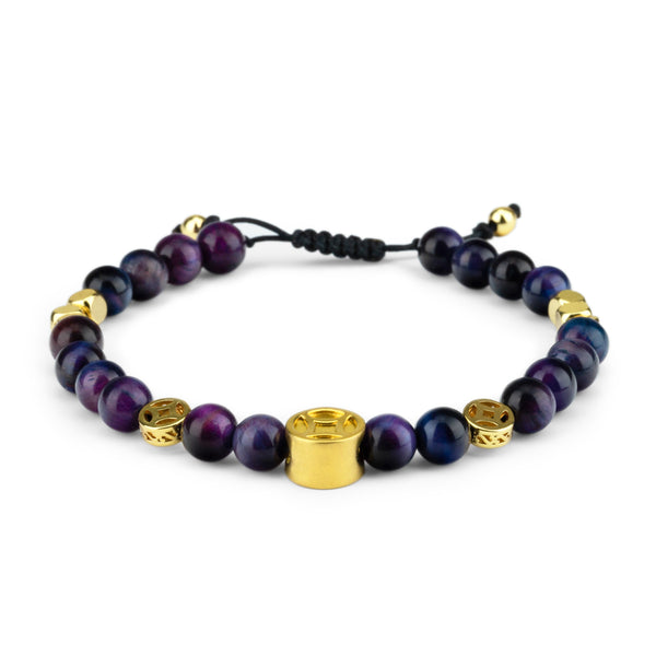 Natural Purple Tiger's Eye Copper Coin Wealth Bracelet