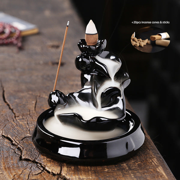 Backflow Waterfall Incense Burner with 20pcs Incense Cones