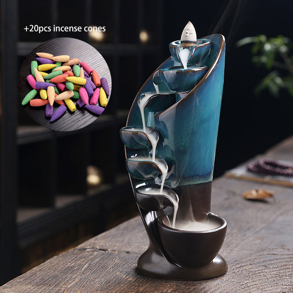 Torch Waterfall Backflow Incense Burner with 20pcs Incense Cones