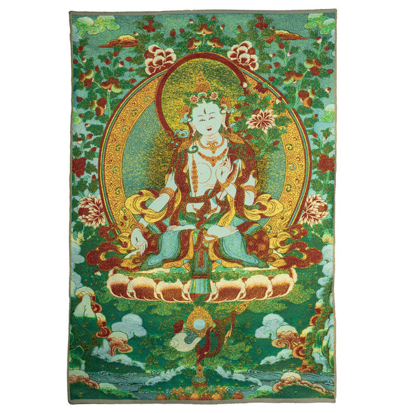 Silk Embroidery Tibetan Thangka White Tara