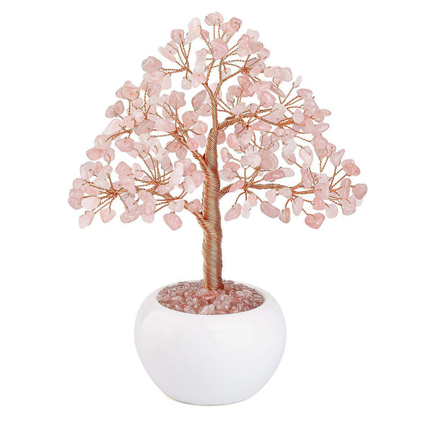 7.5 inch Potted Rose Quartz Crystal Tree Of Life