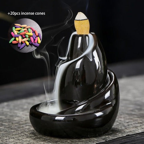 Waterfall Backflow Incense Burner with 20pcs Incense Cones