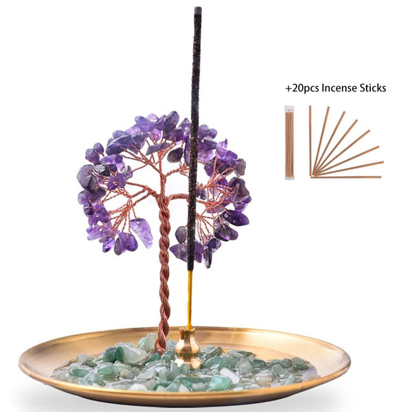 Crystal Tree Incense Holder with 20pcs Incense Sticks